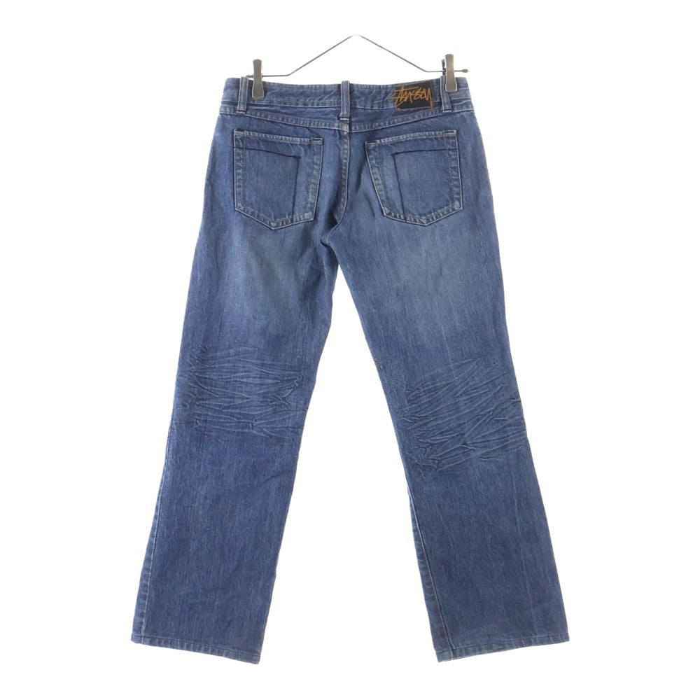 STUSSY(ステューシー) 90s OLD STUSSY ヴィンテージ加工 ストレート デニムパンツ インディゴ レディース