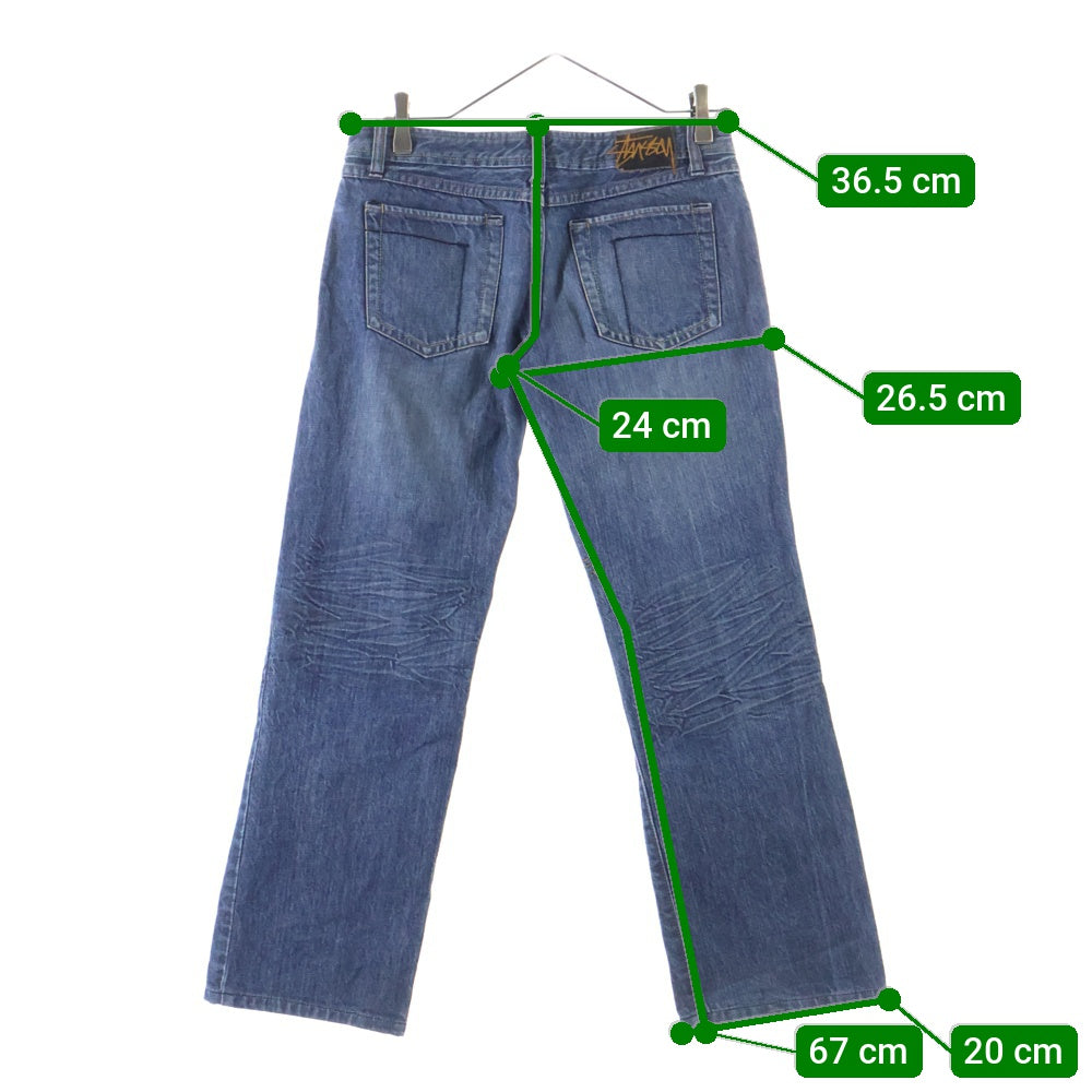 STUSSY(ステューシー) 90s OLD STUSSY ヴィンテージ加工 ストレート デニムパンツ インディゴ レディース
