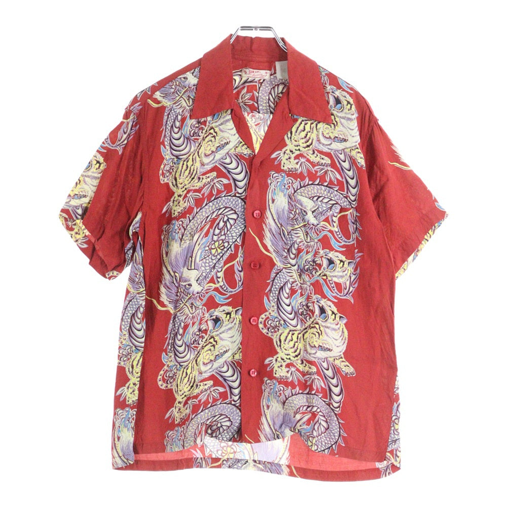 SUN SURF(サンサーフ) SPECIAL EDITION TORNADO TIGER トルネードタイガー レーヨン 半袖 アロハシャツ レッド SS38417