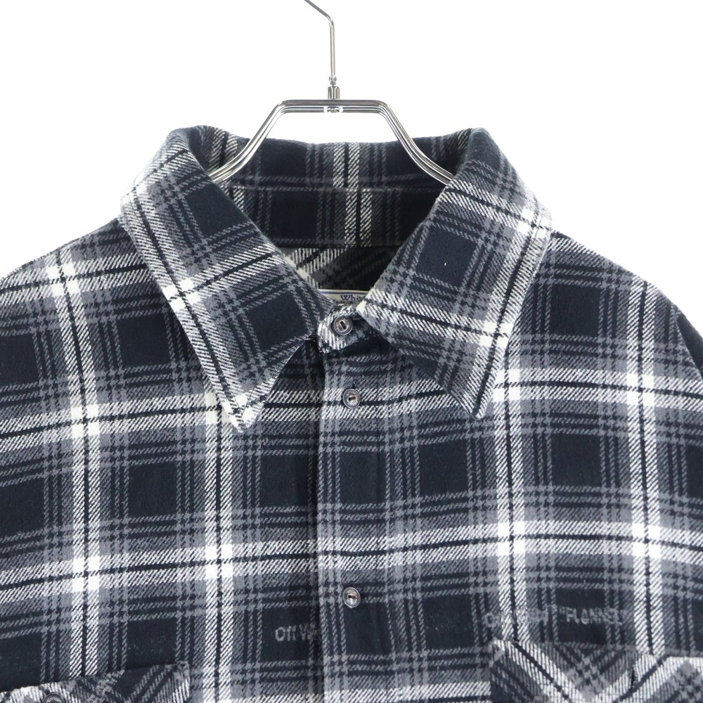 OFF-WHITE(オフホワイト) 20AW STENCIL FLANNEL CHECK SHIRT バック スプレーアローロゴ 長袖チェックシャツ ネルシャツ ブラック OMGA133E20FAB001