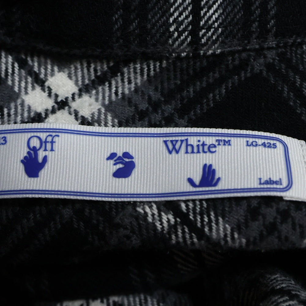 OFF-WHITE(オフホワイト) 20AW STENCIL FLANNEL CHECK SHIRT バック スプレーアローロゴ 長袖チェックシャツ ネルシャツ ブラック OMGA133E20FAB001