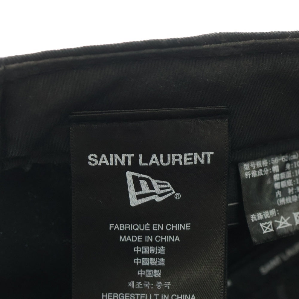SAINT LAURENT PARIS(サンローランパリ) ×New Era YSLロゴ 刺繍 ベースボールキャップ ブラック