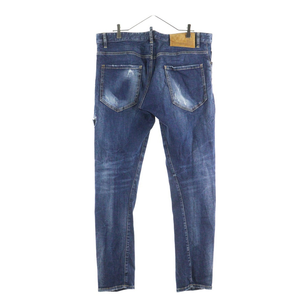 DSQUARED2(ディースクエアード) 21AW COOL GUY JEANS ペイント ダメージ加工 スリムストレート デニムパンツ インディゴ S71LB0940 S30685