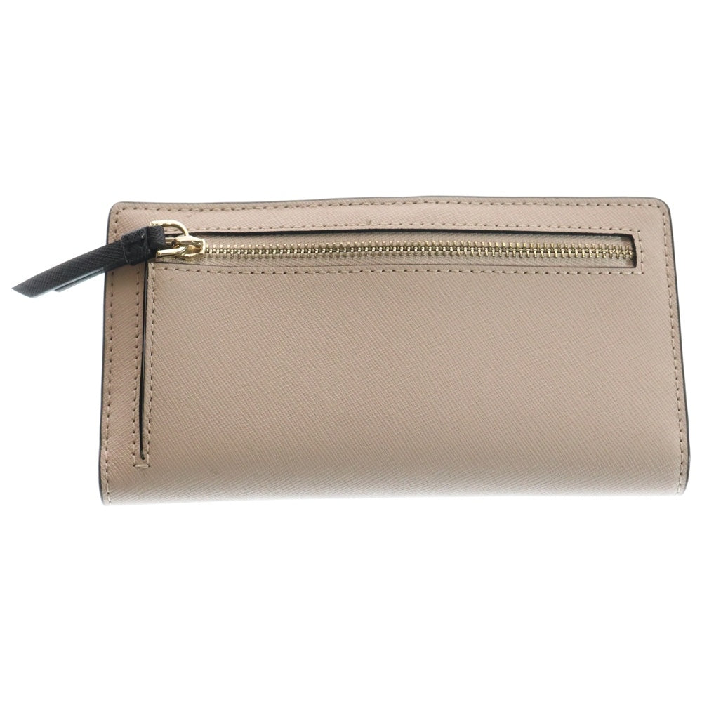 Kate Spade(ケイトスペード) ロゴ カードケース レザーロングウォレット 長財布 ブラック/ベージュ レディース