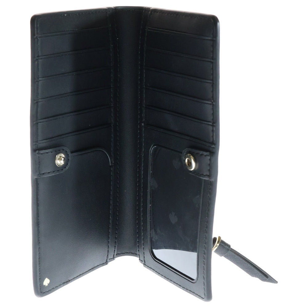 Kate Spade(ケイトスペード) ロゴ カードケース レザーロングウォレット 長財布 ブラック/ベージュ レディース