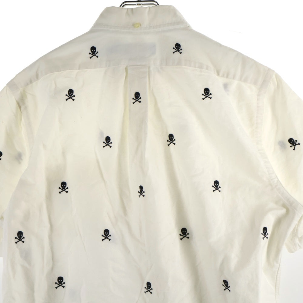 POLO RALPH LAUREN(ポロラルフローレン) スリムフィット スカル刺繍 オックスフォード ボタンダウン コットン 半袖シャツ ホワイト