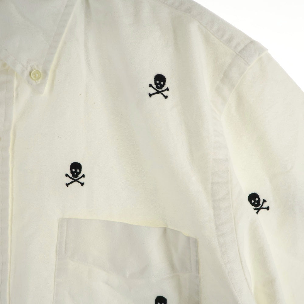 POLO RALPH LAUREN(ポロラルフローレン) スリムフィット スカル刺繍 オックスフォード ボタンダウン コットン 半袖シャツ ホワイト