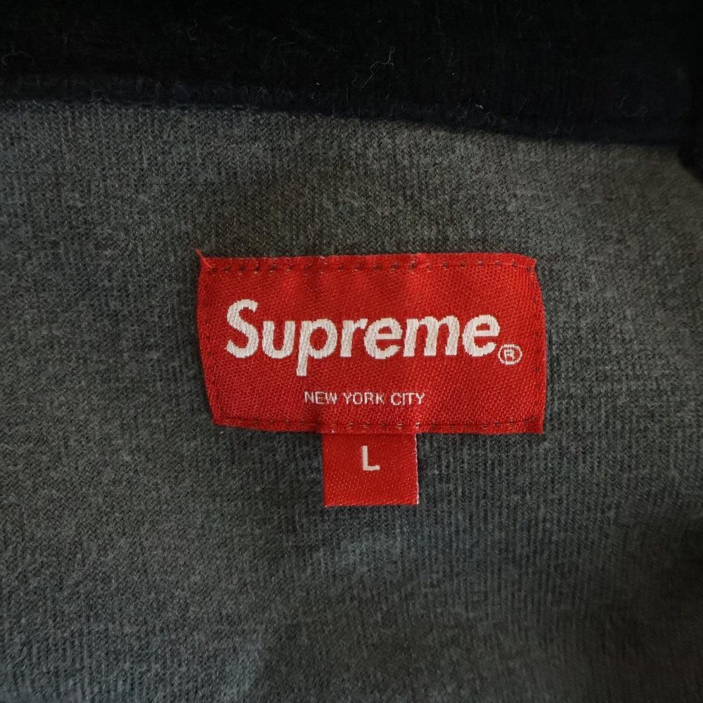 SUPREME(シュプリーム) 19SS Stripe Velour Raglan L/S Polo ストライプ ベロア ラグラン 長袖シャツ ブラック
