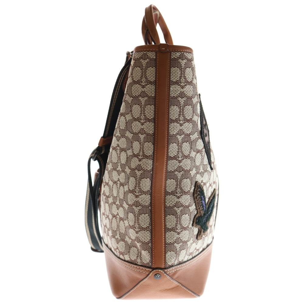 COACH(コーチ) トビー ターンロック トート・シグネチャー テキスタイル ジャカード・ヴァーシティ パッチ 2WAY ハンドバッグ ショルダーバッグ レザートートバッグ CG206 レディース