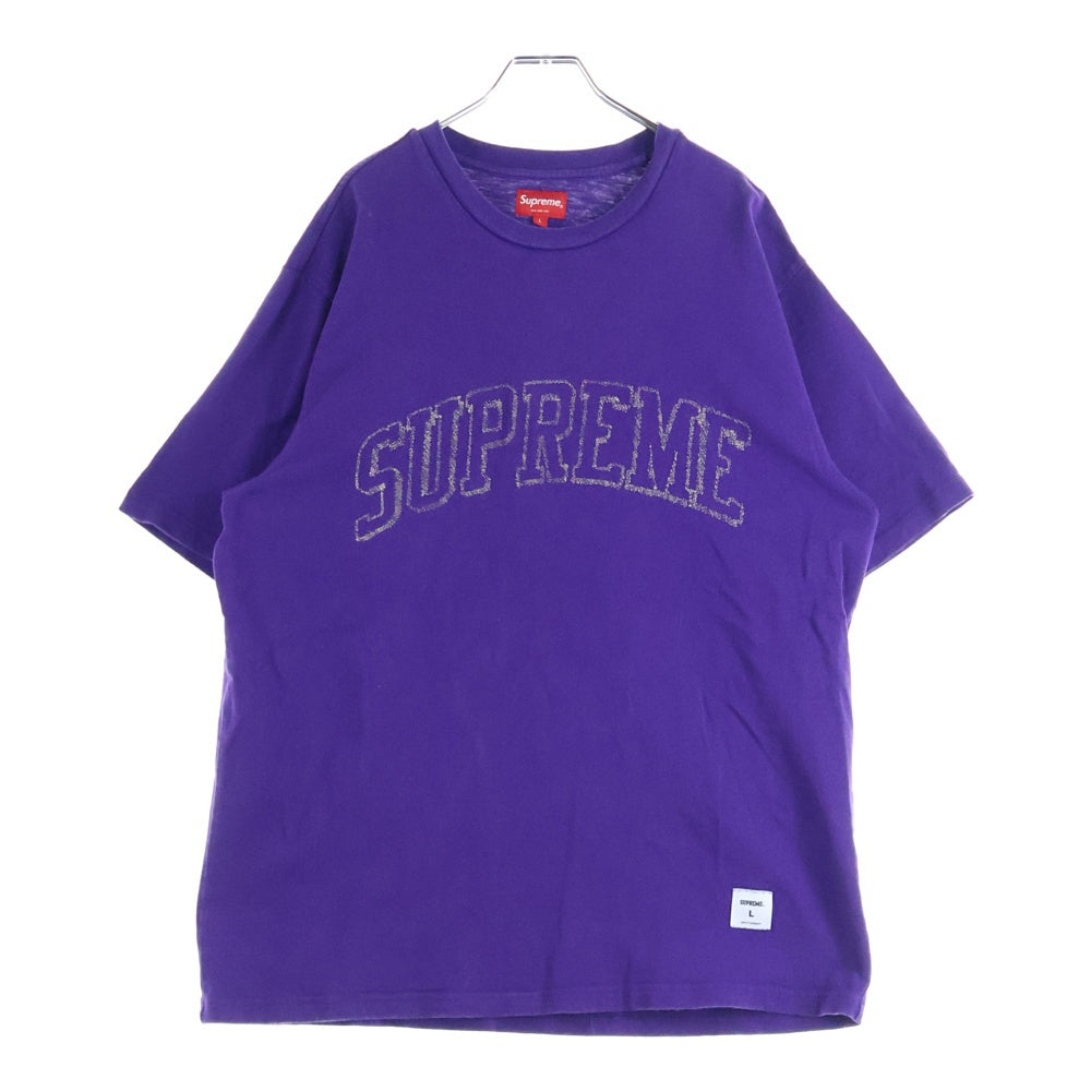 SUPREME(シュプリーム) 23SS Sketch Embroidered S/S Top スケッチ アーチロゴ クルーネック半袖Tシャツ カットソー パープル
