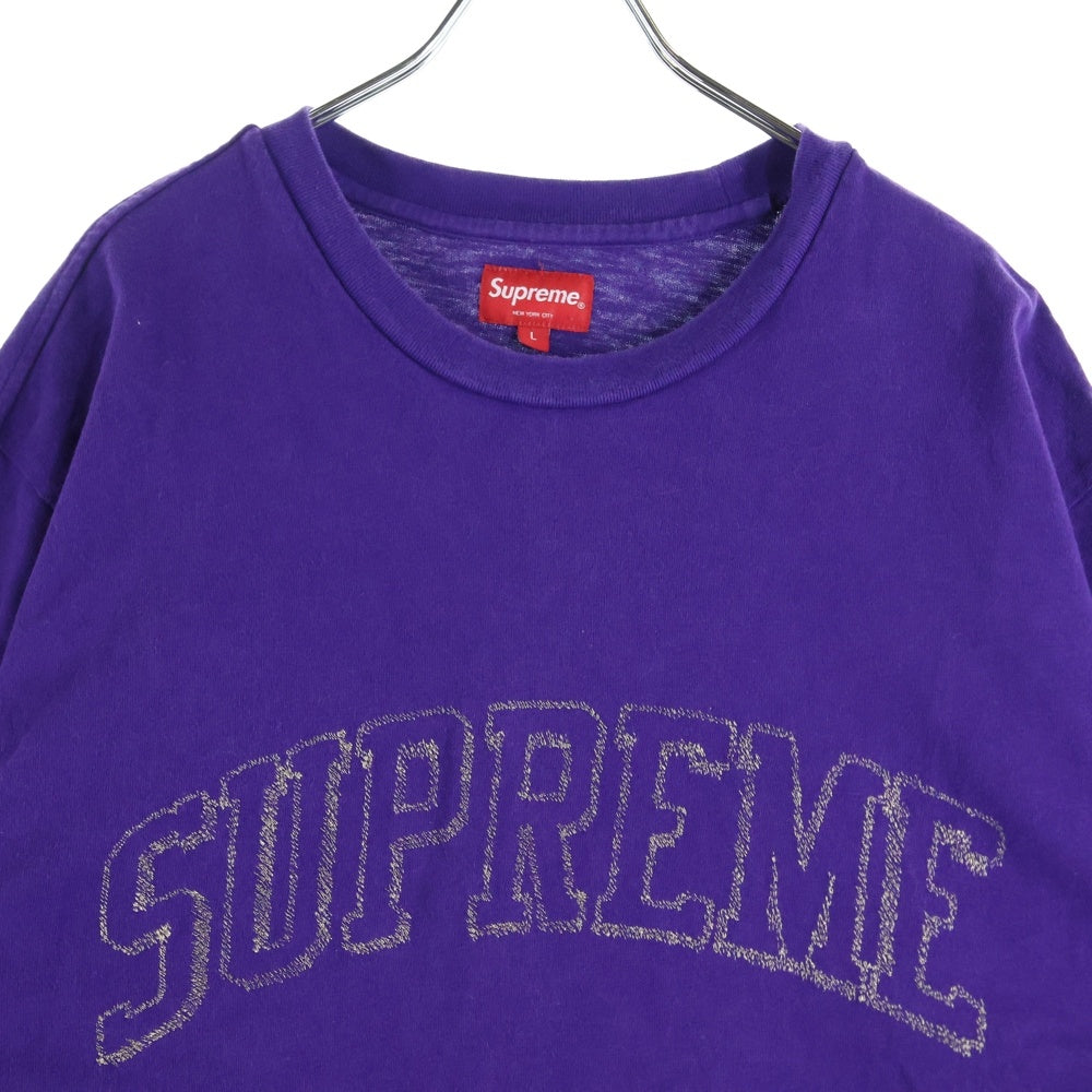 SUPREME(シュプリーム) 23SS Sketch Embroidered S/S Top スケッチ アーチロゴ クルーネック半袖Tシャツ カットソー パープル