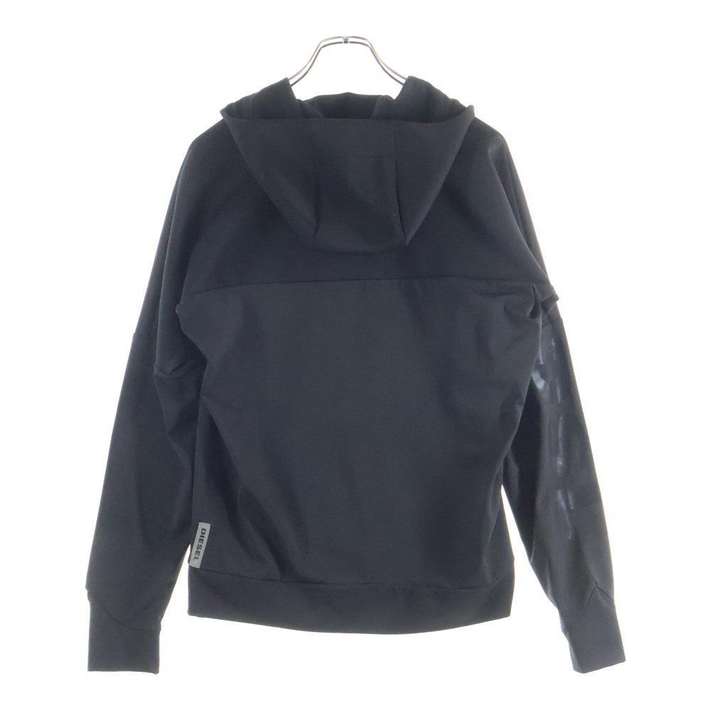 DIESEL(ディーゼル) ナイロン切替 キルティング ストレッチ ジップアップパーカー フーディー ブラック