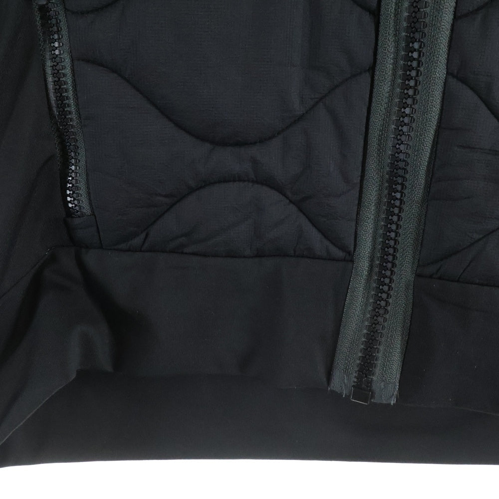 DIESEL(ディーゼル) ナイロン切替 キルティング ストレッチ ジップアップパーカー フーディー ブラック