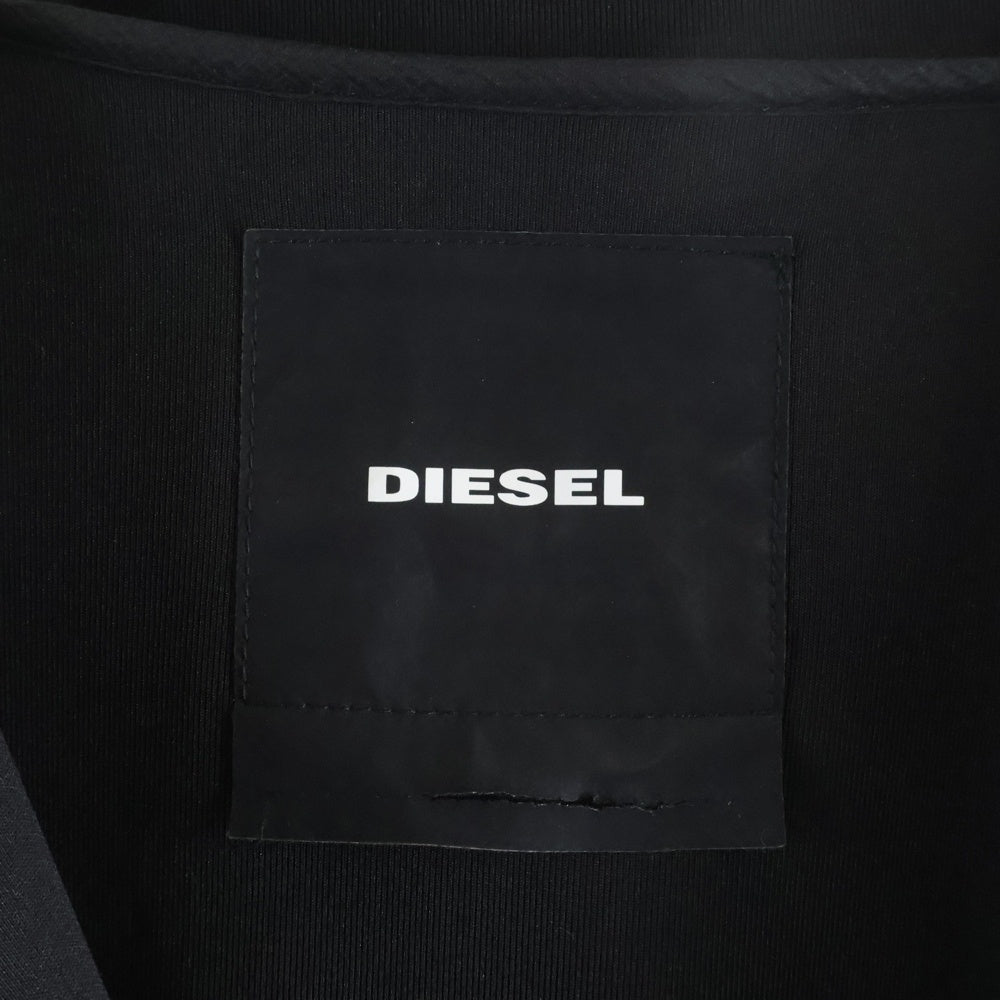 DIESEL(ディーゼル) ナイロン切替 キルティング ストレッチ ジップアップパーカー フーディー ブラック
