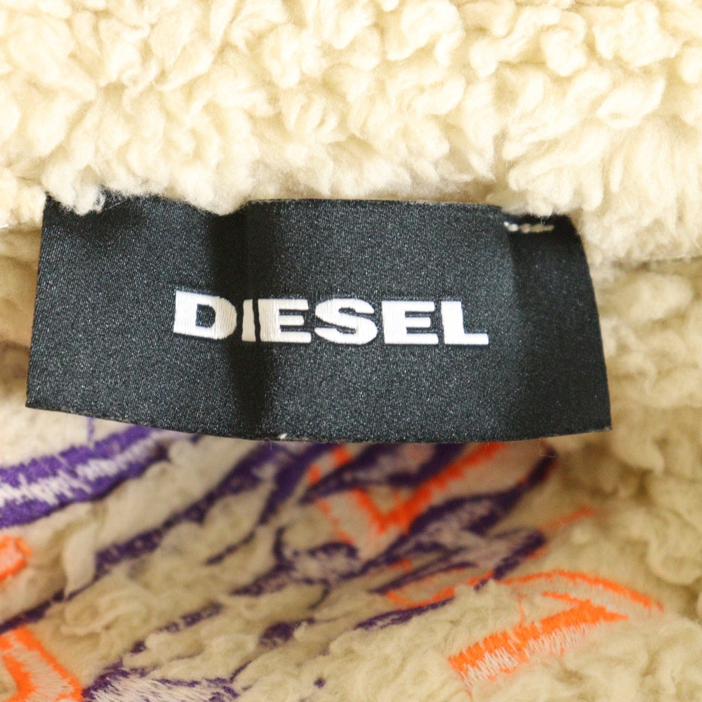 DIESEL(ディーゼル) 19AW S-FURRY ロゴ刺繍 ボアフリースジャケット ベージュ
