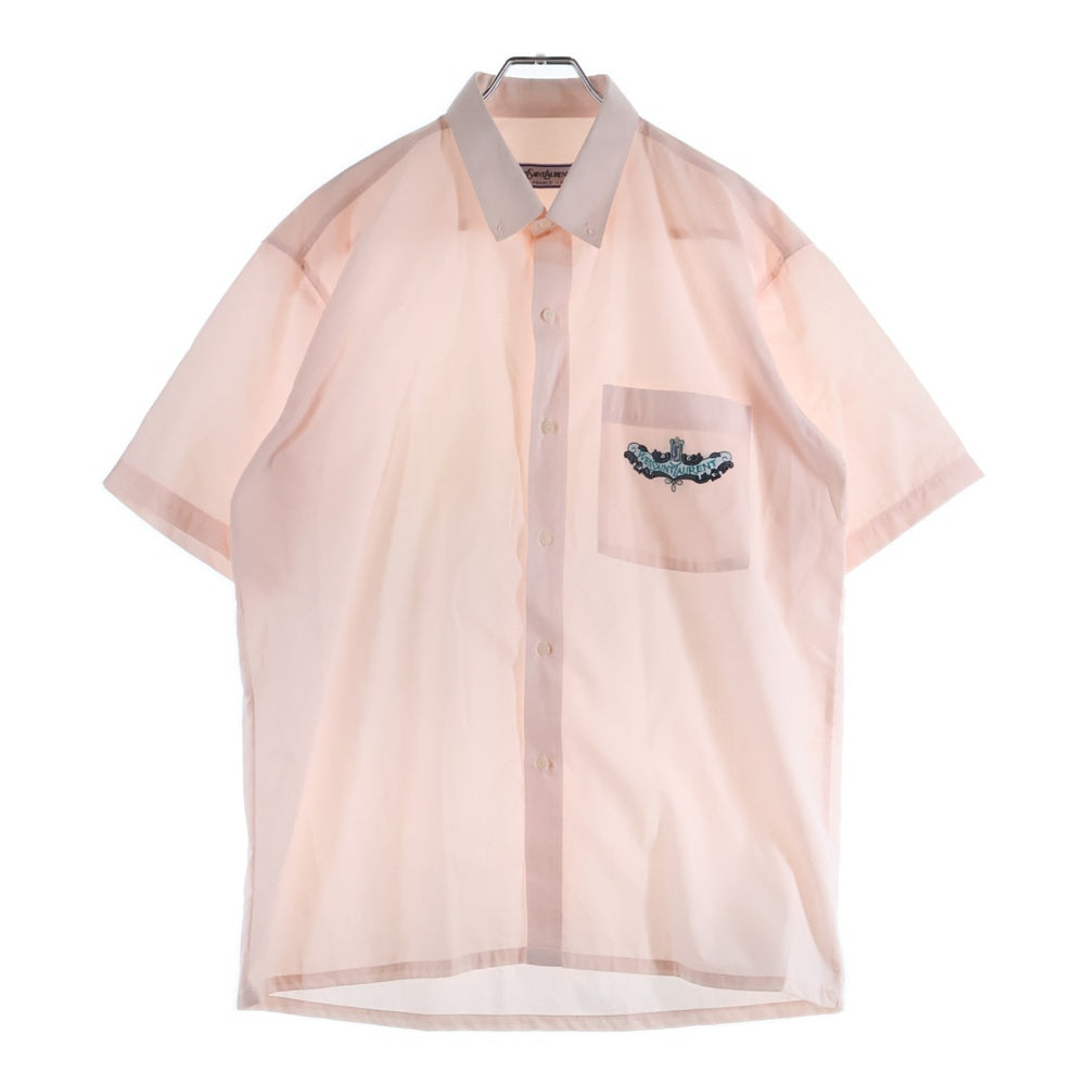 YVES SAINT LAURENT(イヴサンローラン) ロゴ刺繍 半袖シャツ ピンク