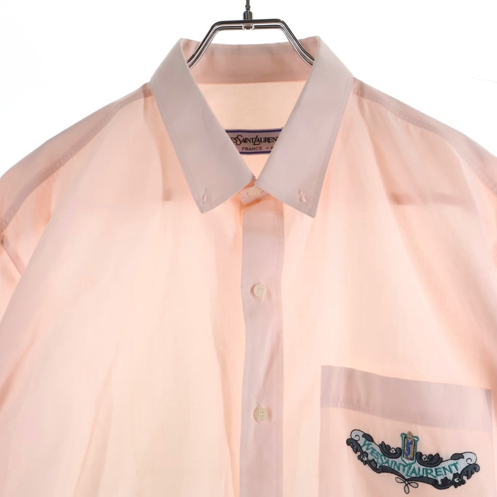 YVES SAINT LAURENT(イヴサンローラン) ロゴ刺繍 半袖シャツ ピンク