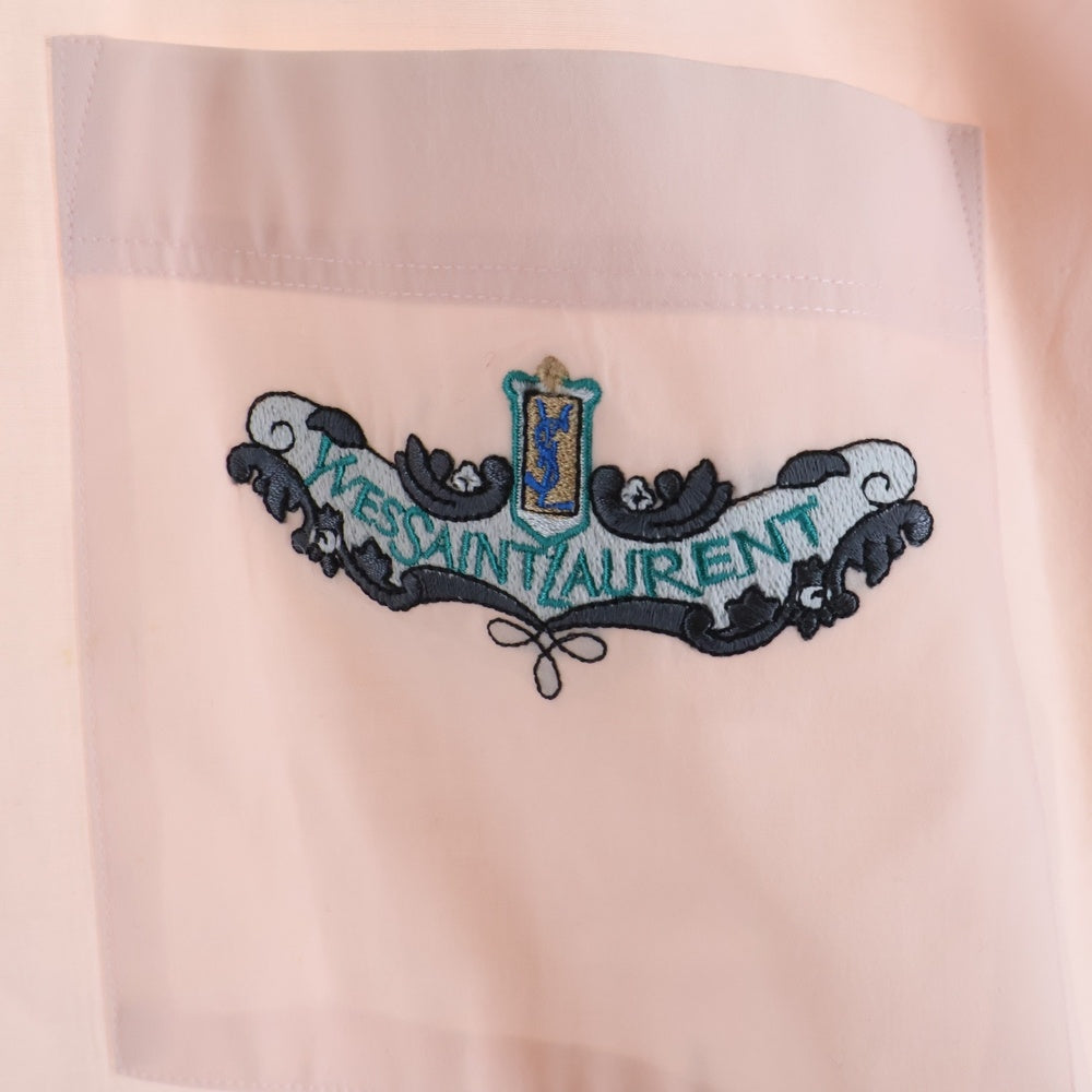 YVES SAINT LAURENT(イヴサンローラン) ロゴ刺繍 半袖シャツ ピンク