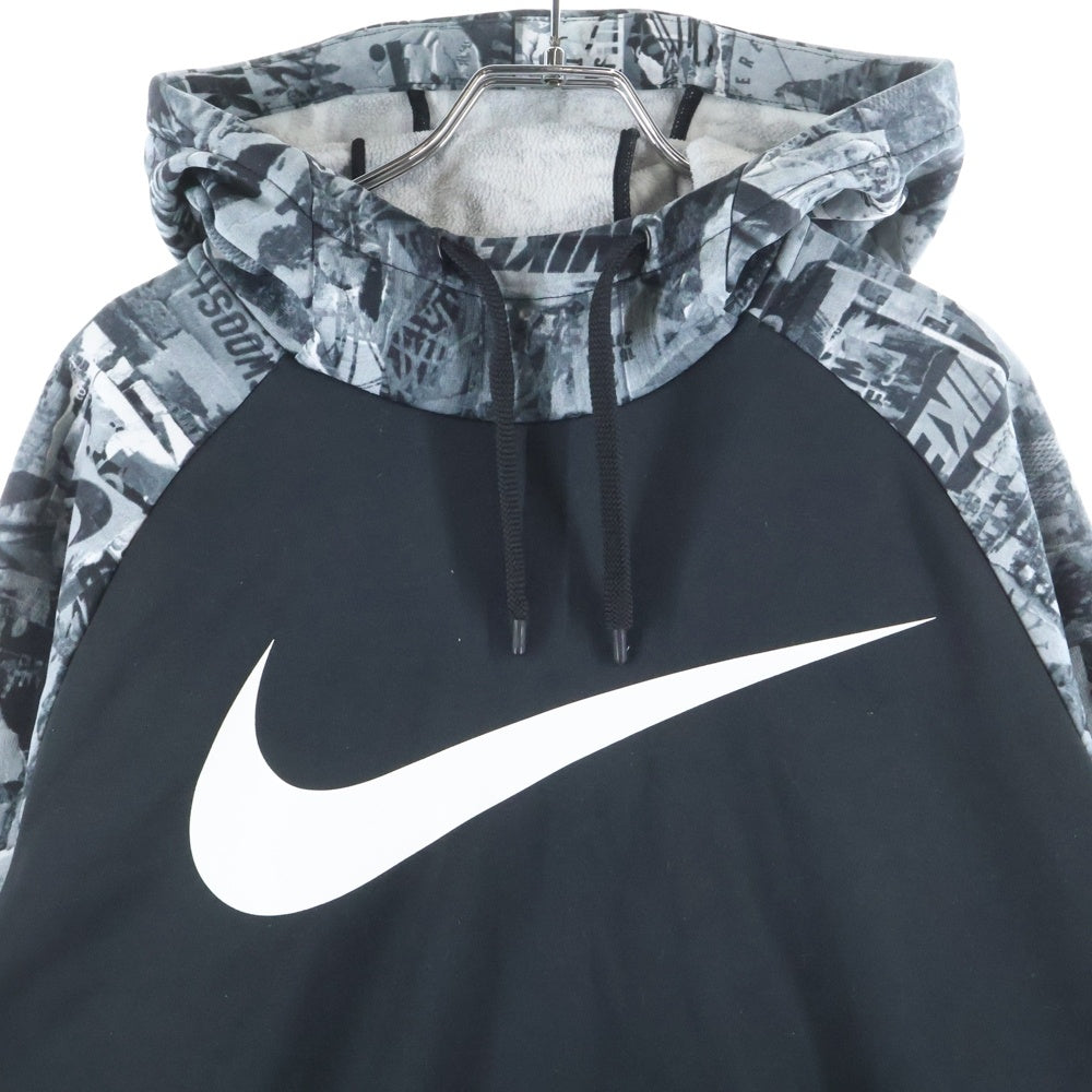NIKE(ナイキ) THERMA RIPNTEAR AOP ロゴプリント プルオーバーパーカー フーディー ブラック 932006-010