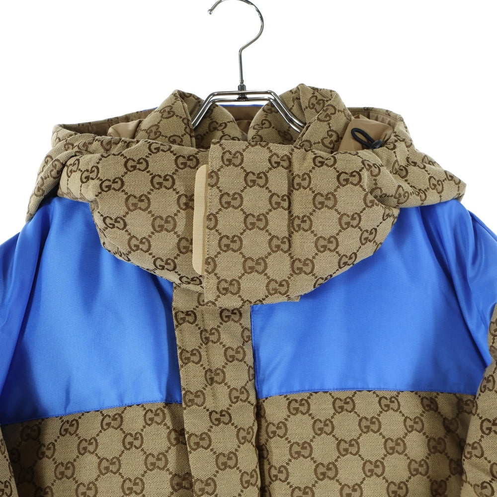 GUCCI(グッチ) GG JACQUARD HOODED DOWN JACKET GGコットンキャンバス パデッド ダウンジャケット ブラウン 751395 Z8BJ6 2190