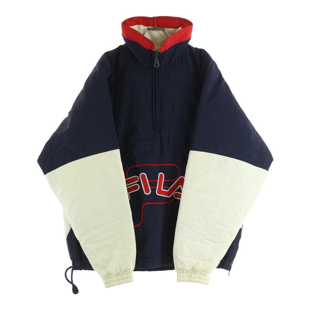 90s FILA ジャケット　中綿 FILA(フィラ) 90s HALF ZIP JACKET 裏地ロゴ総柄 ハーフジップ 中綿