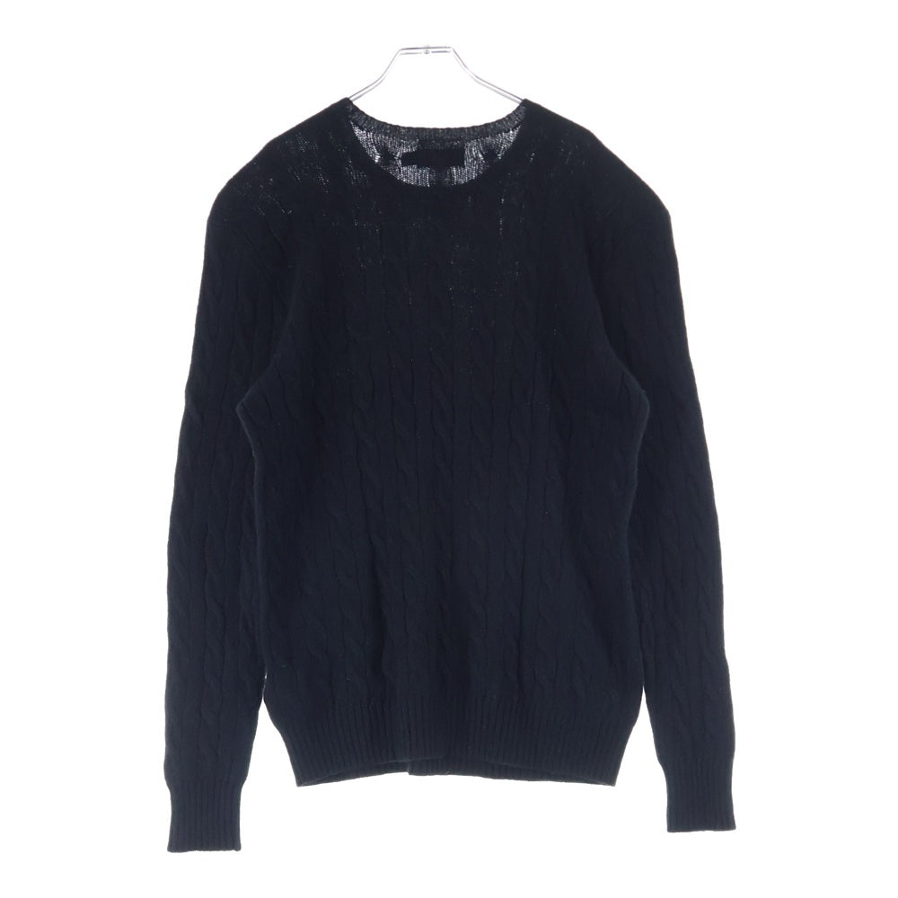 POLO RALPH LAUREN(ポロラルフローレン) スモールポニー ロゴ刺繍 コットン ケーブルニット セーター ブラック