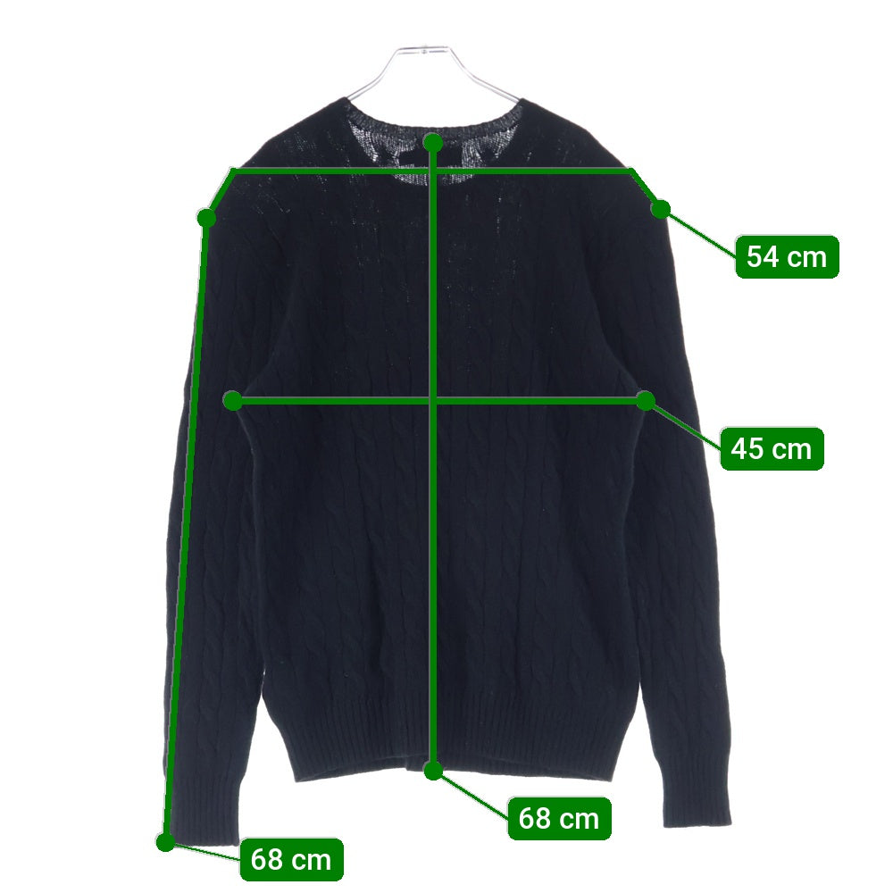 POLO RALPH LAUREN(ポロラルフローレン) スモールポニー ロゴ刺繍 コットン ケーブルニット セーター ブラック