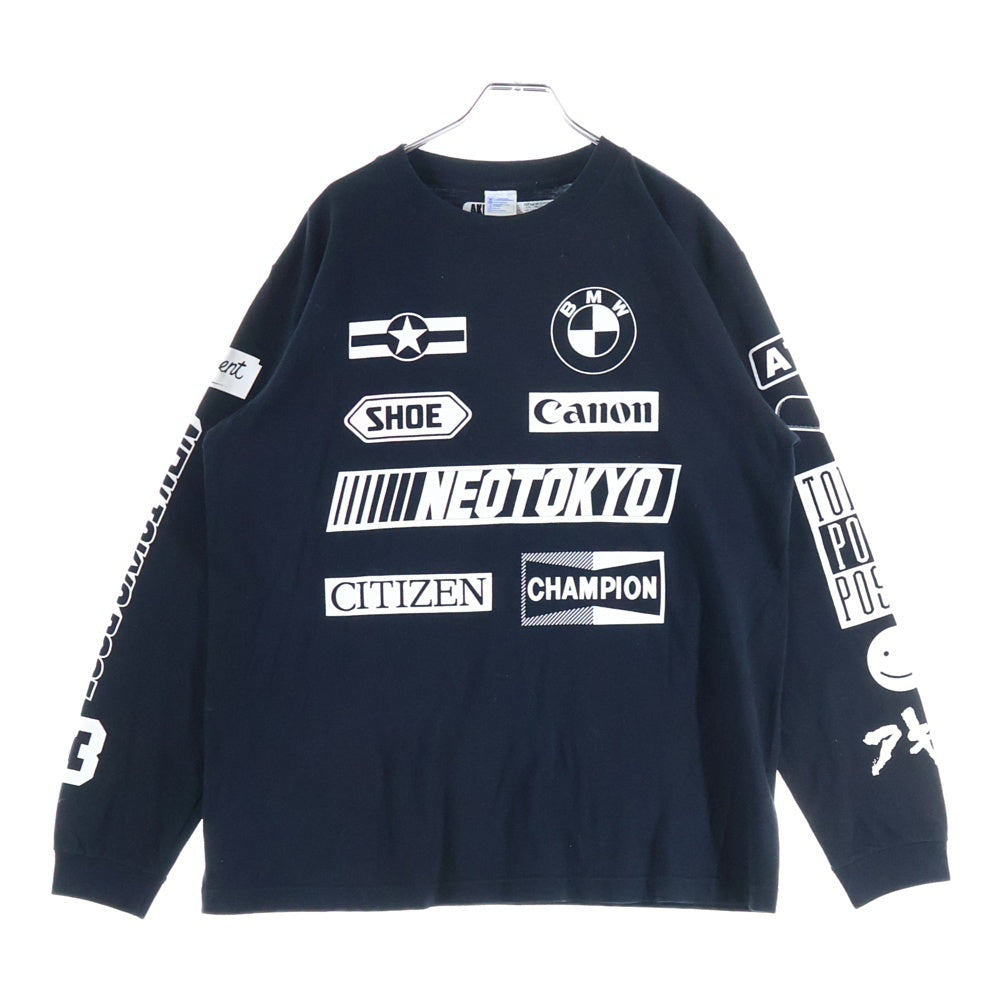 NO BRAND(ノーブランド) 【JUNKMANIA ジャンクマニア】00s NEO TOKYO TEE ネオトーキョー グラフィックプリント クルーネック 長袖Tシャツ ブラック