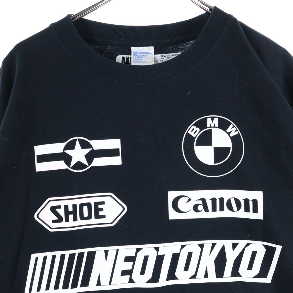 NO BRAND(ノーブランド) 【JUNKMANIA ジャンクマニア】00s NEO TOKYO TEE ネオトーキョー グラフィックプリント クルーネック 長袖Tシャツ ブラック