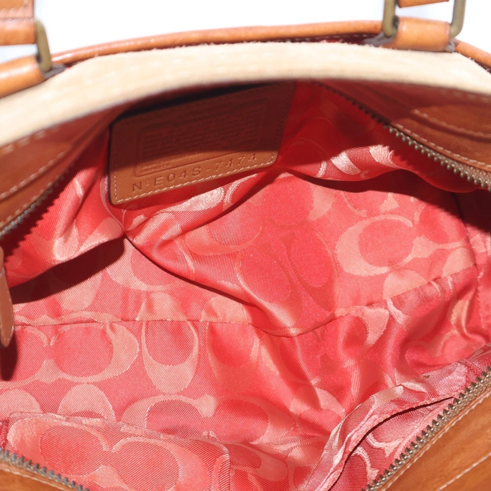 COACH(コーチ) 裏地総柄 スウェード ハンドバック ベージュ