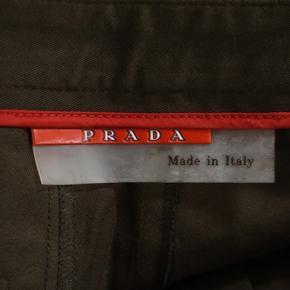 PRADA(プラダ) ロゴラバー スラックス ストレート コットンパンツ ブラウン SPA40H