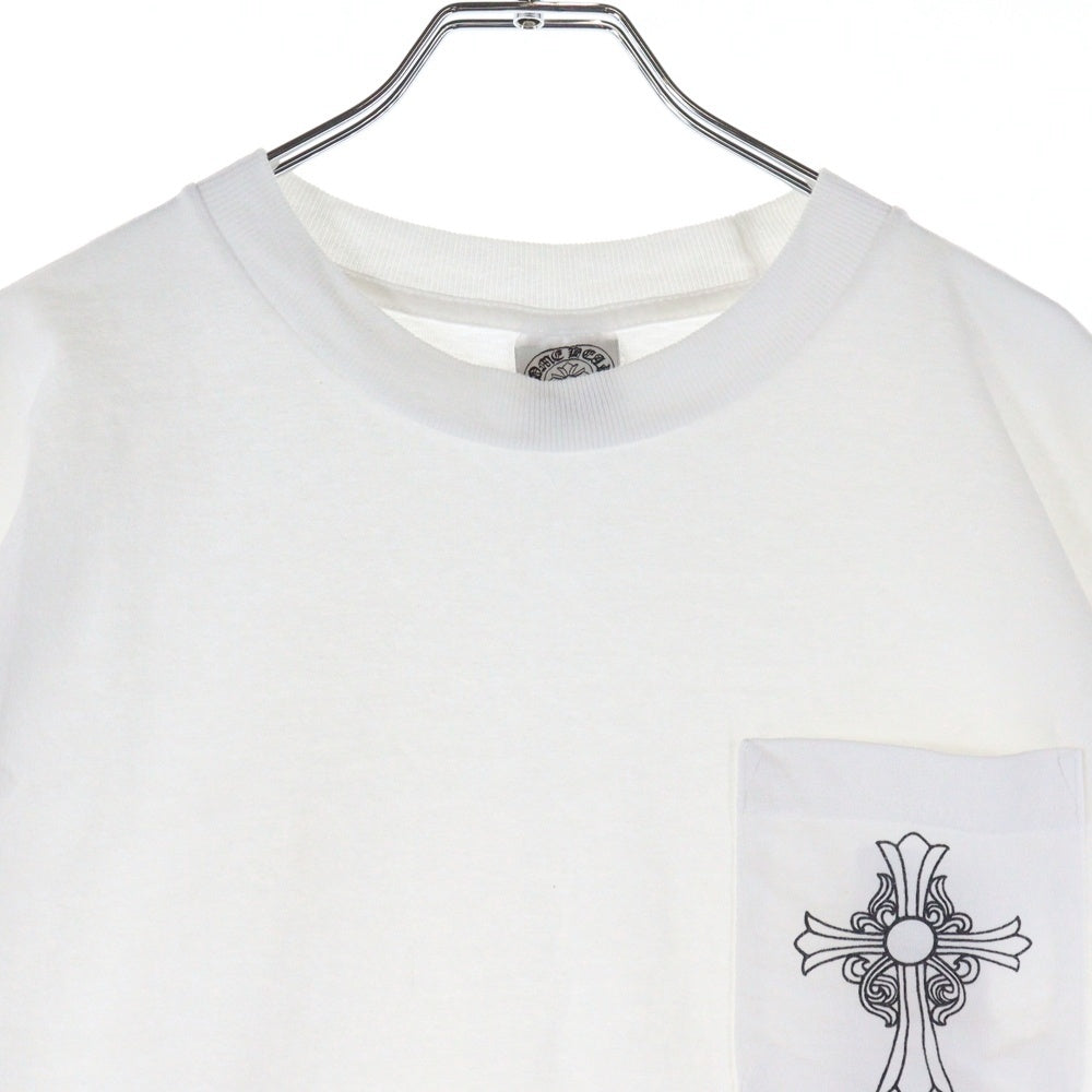 CHROME HEARTS(クロムハーツ) OLD T-BAR SCROLL S/S TEE オールド サイドTバー CHクロス プリント クルーネック 半袖ポケットTシャツ カットソー ホワイト