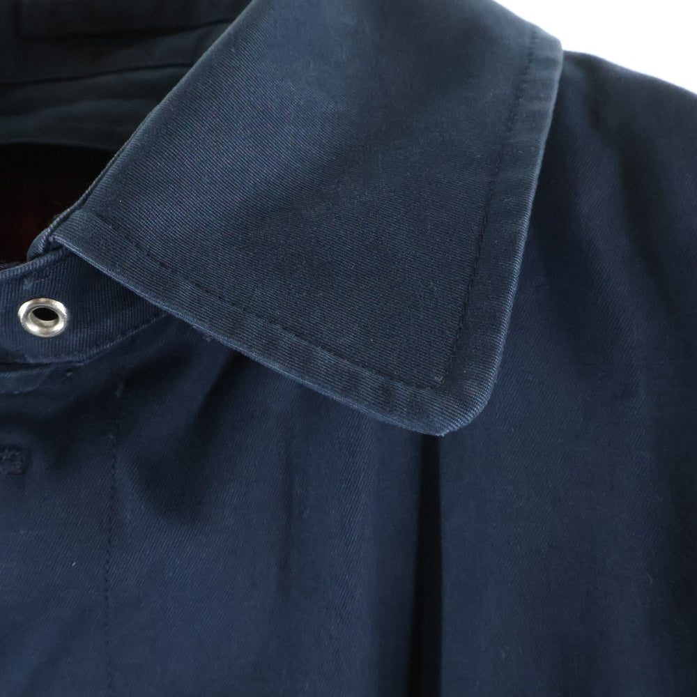 GRENFELL(グレンフェル) ウールチェックライナー付き ステンカラーロングコート ネイビー