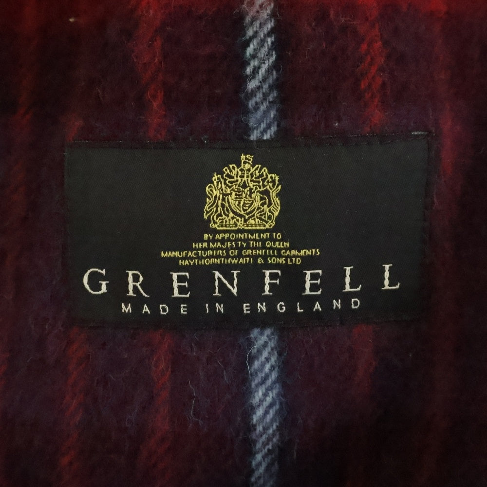 GRENFELL(グレンフェル) ウールチェックライナー付き ステンカラーロングコート ネイビー