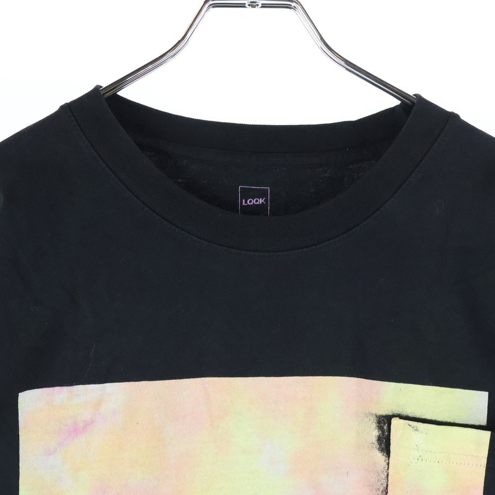 LQQK STUDIO(ルックスタジオ) LONG SLEEVE TEE タイダイ ロゴプリント ロングスリーブ クルーネック 長袖Tシャツ カットソー ブラック