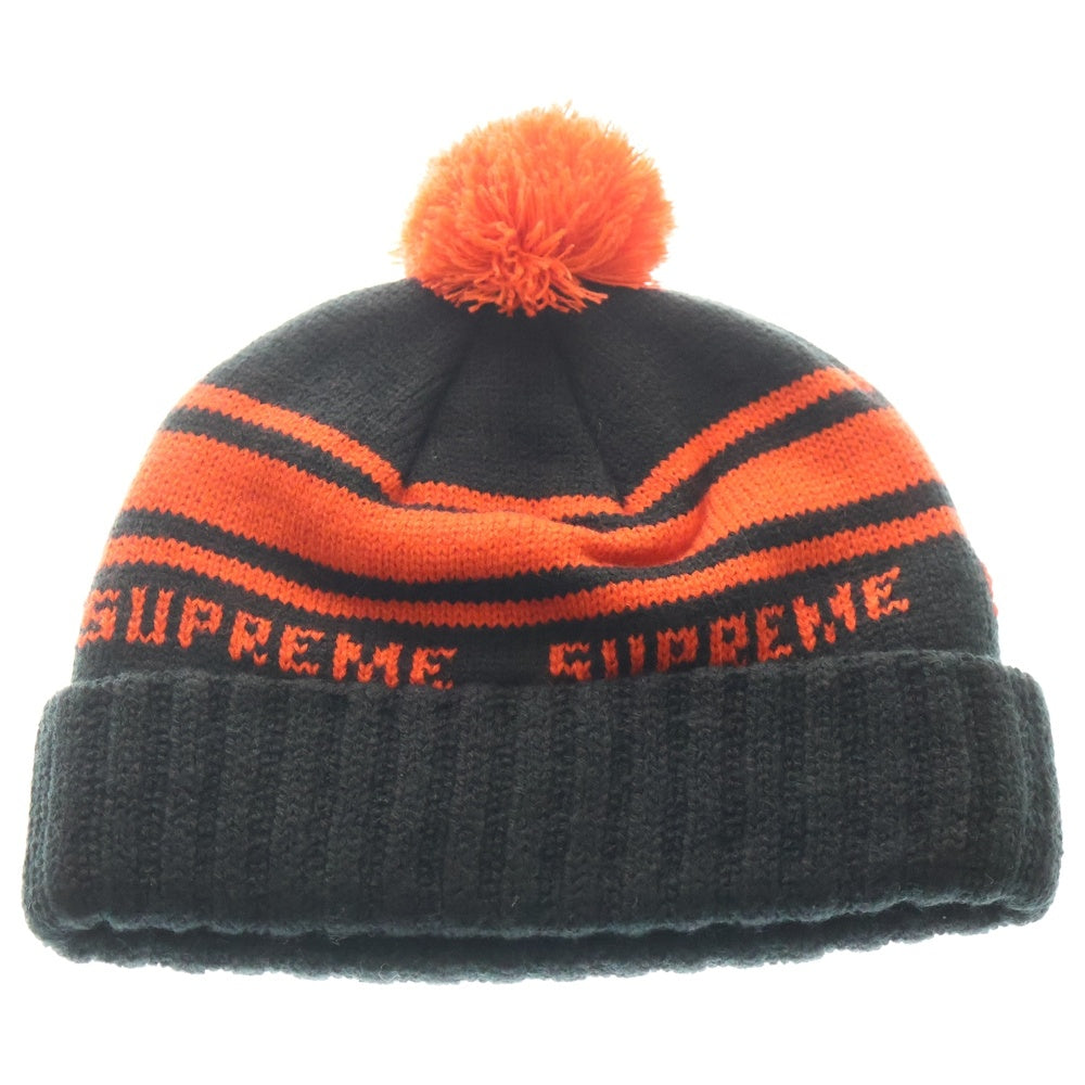 SUPREME(シュプリーム) 18AW Classic Stripe Beanie クラシック ストライプ アクリルニットビーニー ブラック/オレンジ