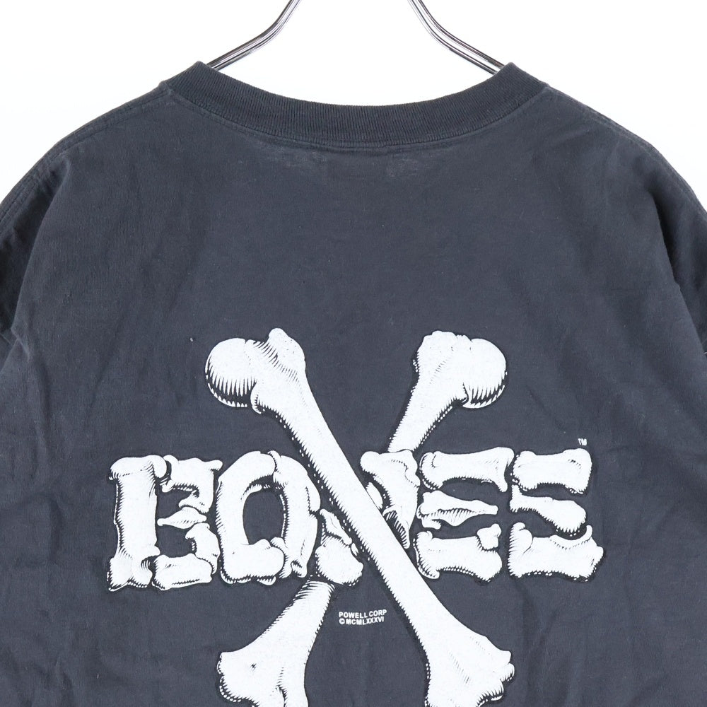 POWELL PERALTA(パウエルペラルタ) CROSS BONE TEE 復刻 クロスボーン プリント クルーネック 半袖Tシャツ カットソー チャコール