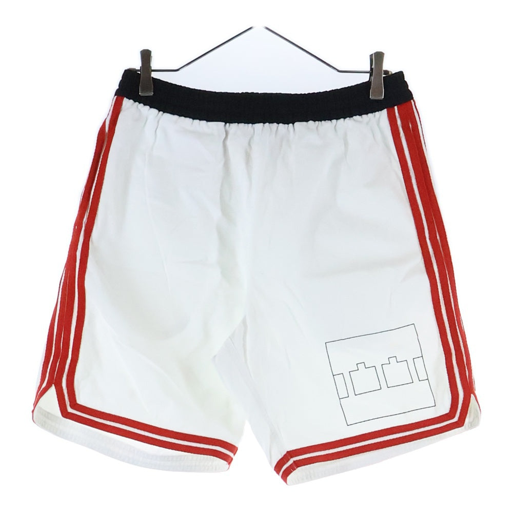 NO BRAND(ノーブランド) 【The Trilogy Tapes ザトリロジーテープス】 POLO SHORT ポロ サイドライン ロゴプリントショーツ ハーフパンツ ホワイト/レッド