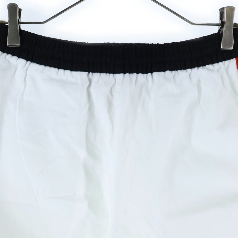 NO BRAND(ノーブランド) 【The Trilogy Tapes ザトリロジーテープス】 POLO SHORT ポロ サイドライン ロゴプリントショーツ ハーフパンツ ホワイト/レッド