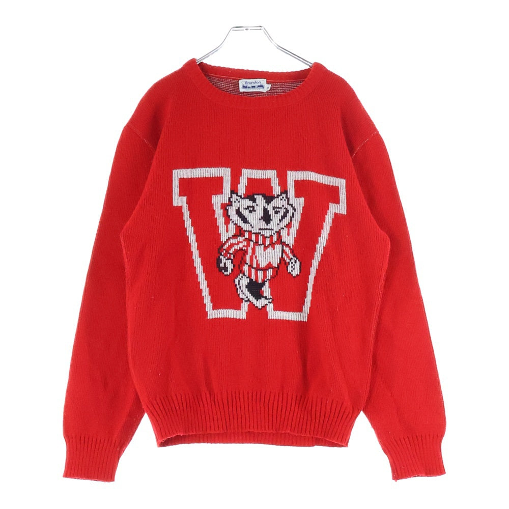 VINATGE(ヴィンテージ) 90s Wisconsin University ウィスコンシン大学 クルーネック ニット セーター レッド