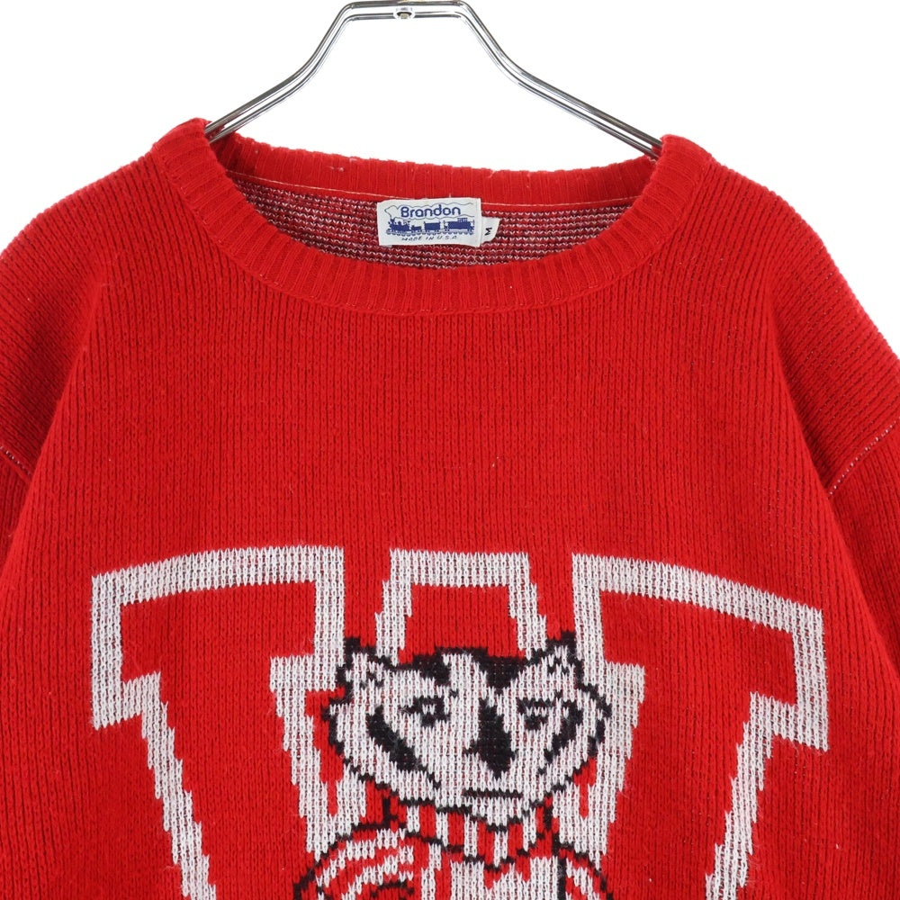 VINATGE(ヴィンテージ) 90s Wisconsin University ウィスコンシン大学 クルーネック ニット セーター レッド