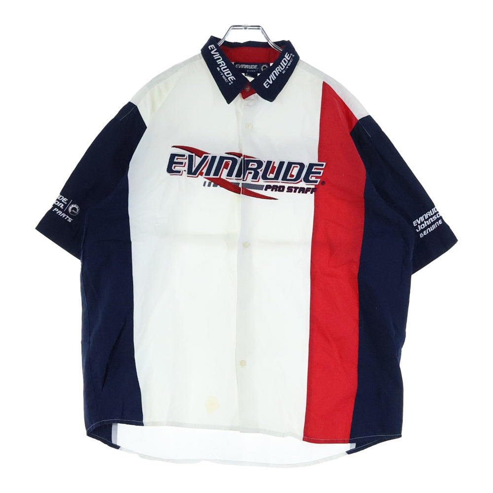 EVINRUDE(エヴィンルード) ロゴ刺繍 半袖シャツ カットソー ホワイト