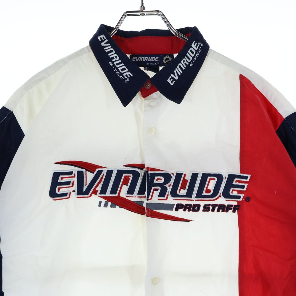 EVINRUDE(エヴィンルード) ロゴ刺繍 半袖シャツ カットソー ホワイト