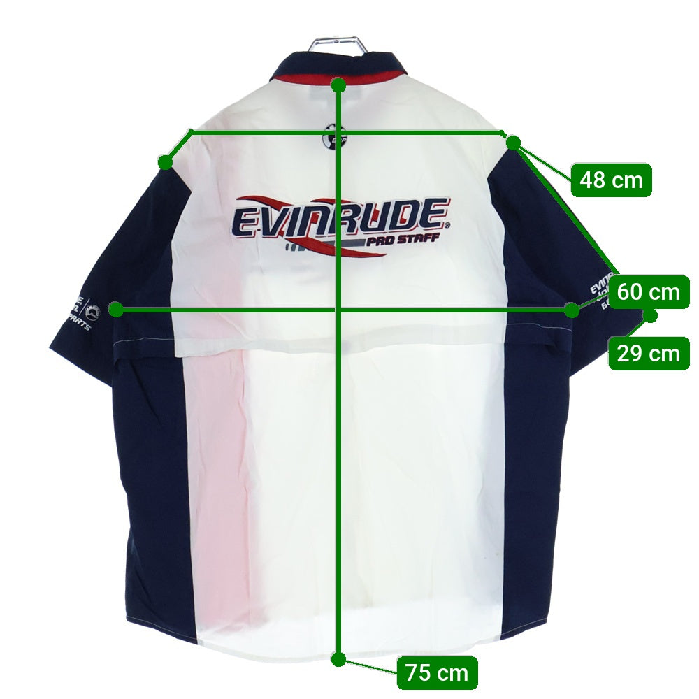 EVINRUDE(エヴィンルード) ロゴ刺繍 半袖シャツ カットソー ホワイト