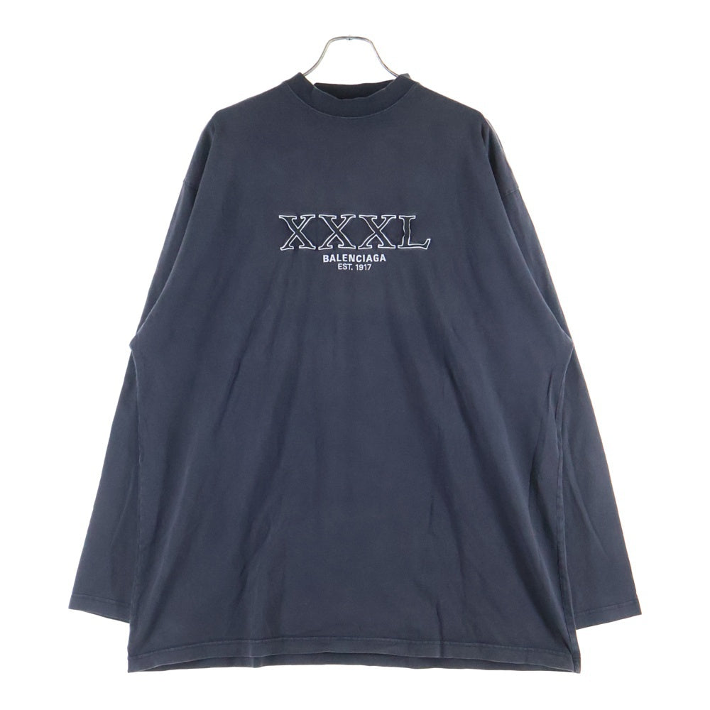 BALENCIAGA(バレンシアガ) 22AW XXXL LOGO EMBROIDED L/S Tee ロゴ 刺繍 長袖 Tシャツ カットソー チャコール 720250TNVD8