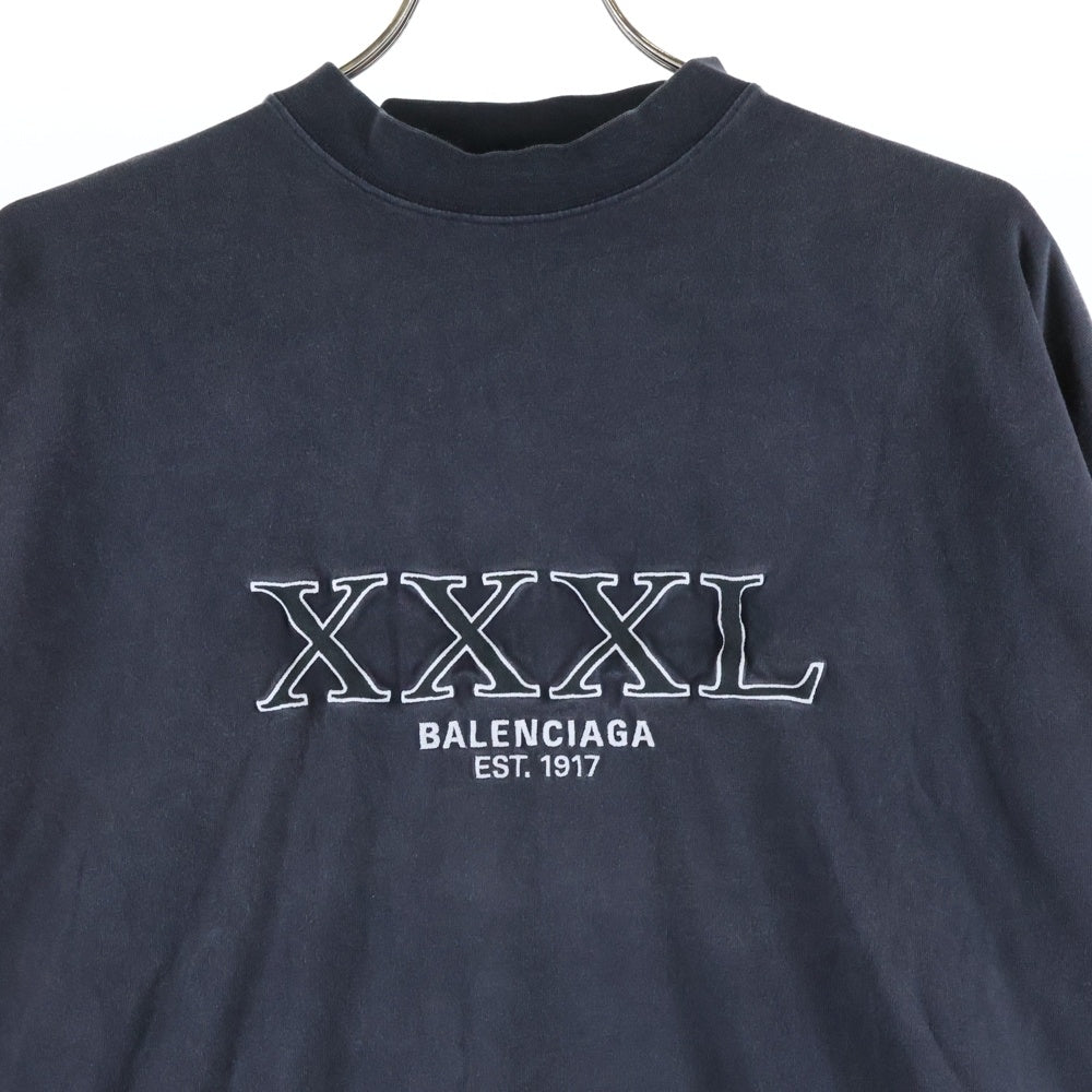 BALENCIAGA(バレンシアガ) 22AW XXXL LOGO EMBROIDED L/S Tee ロゴ 刺繍 長袖 Tシャツ カットソー チャコール 720250TNVD8