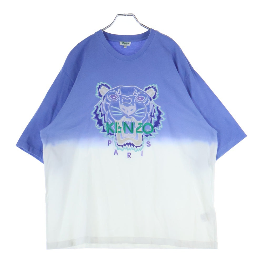 KENZO(ケンゾー) Gradient Embroidered Round Neck グラディエーション ロゴ刺繡 ラウンドネック 半袖Tシャツ カットソー ブルー/ホワイト FA55TS5014YG