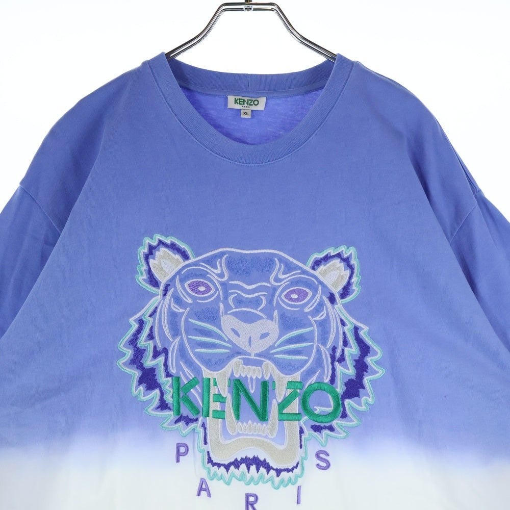 KENZO(ケンゾー) Gradient Embroidered Round Neck グラディエーション ロゴ刺繡 ラウンドネック 半袖Tシャツ カットソー ブルー/ホワイト FA55TS5014YG
