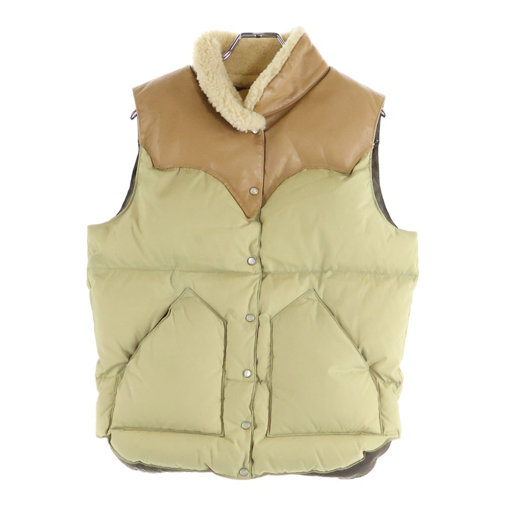 ROCKY MOUNTAIN(ロッキーマウンテン) Christy Vest クリスティー 襟ボア レザー切り替え ダウンベスト ベージュ 450-472-12