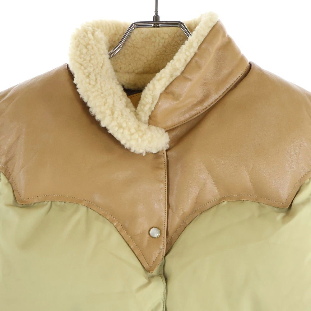 ROCKY MOUNTAIN(ロッキーマウンテン) Christy Vest クリスティー 襟ボア レザー切り替え ダウンベスト ベージュ 450-472-12